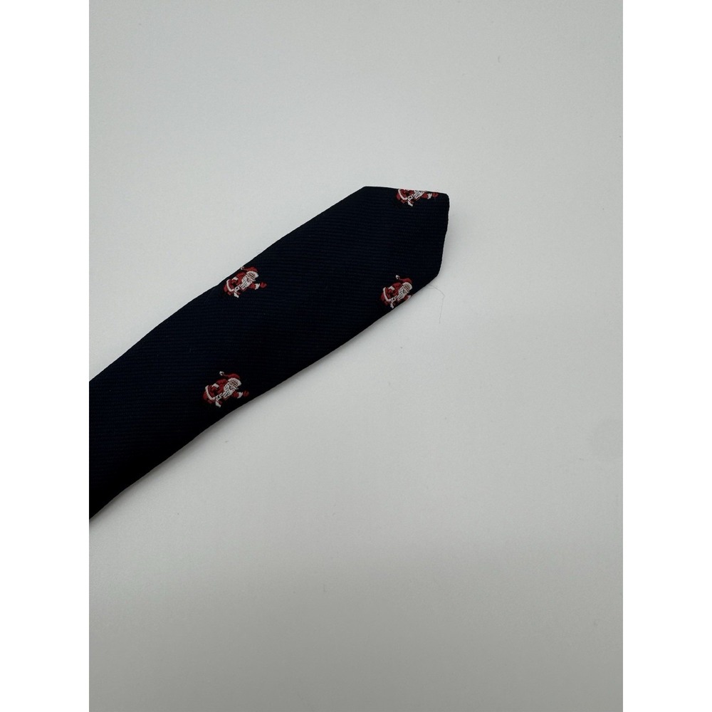 Renleigh Christmas Santa Tie Navy Blue Silk Blend Novelty Holiday Tie Classic - Picture 9 of 10